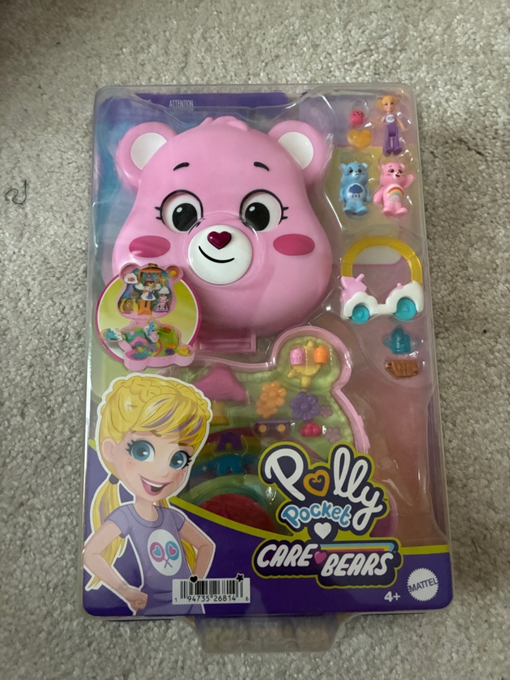 Care Bears Pink polly pocket in box, brand new